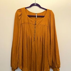 Free People Gold/Yellow long sleeved knit top